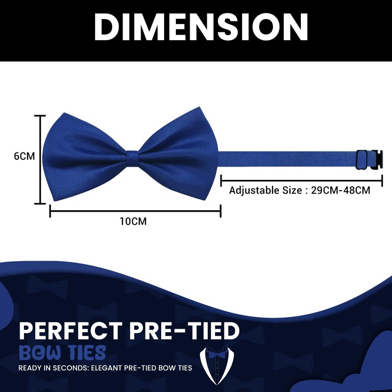 FATASH Kids Bow Tie for Boys, Silk Satin Pre-Tied Bowtie,