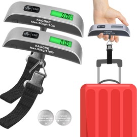 2 Pcs - silver Travel Digital Luggage Scale - Portable Baggage Scale - Suitcase Weight Scale - Ideal for Travel Scale Luggage Weight - 110LB/50KG, Includes Battery - Temperature Display Hanging Scales