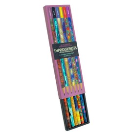 The Unemployed Philosophers Guild Impressionists Pencil Set - Box Wooden Paint-Dipped Unsharpened #2 Lead Pencils, Set of 6 Unique Designs