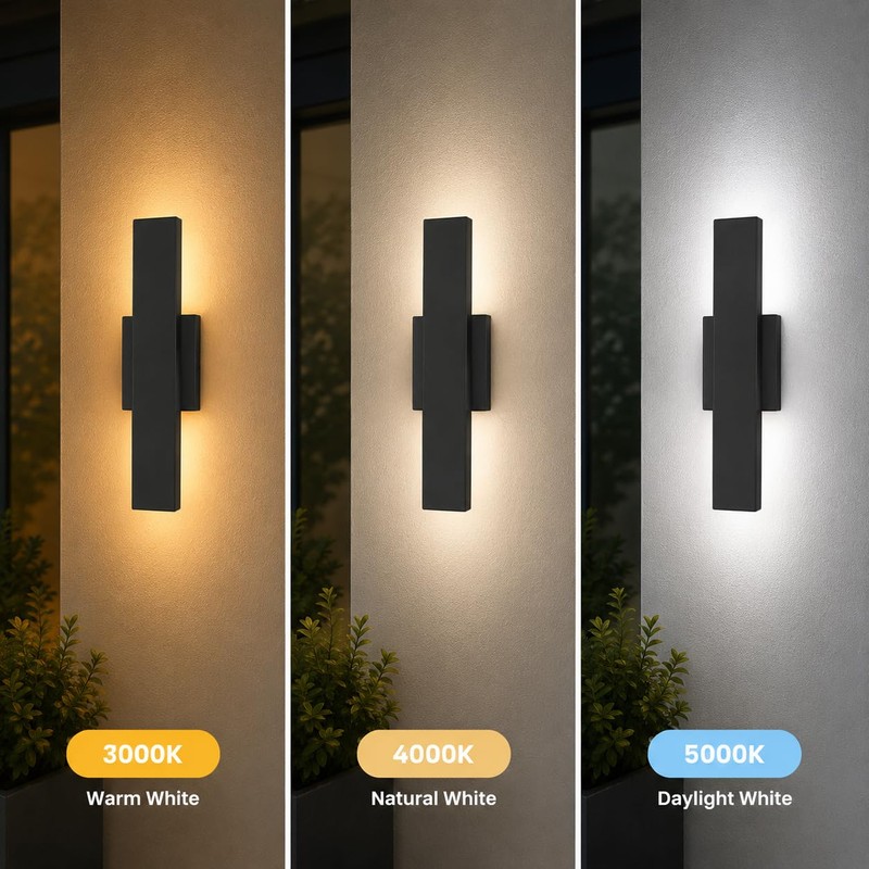 OUVR Outdoor LED Wall Light, Modern Exterior Sconce, Waterproof Porch