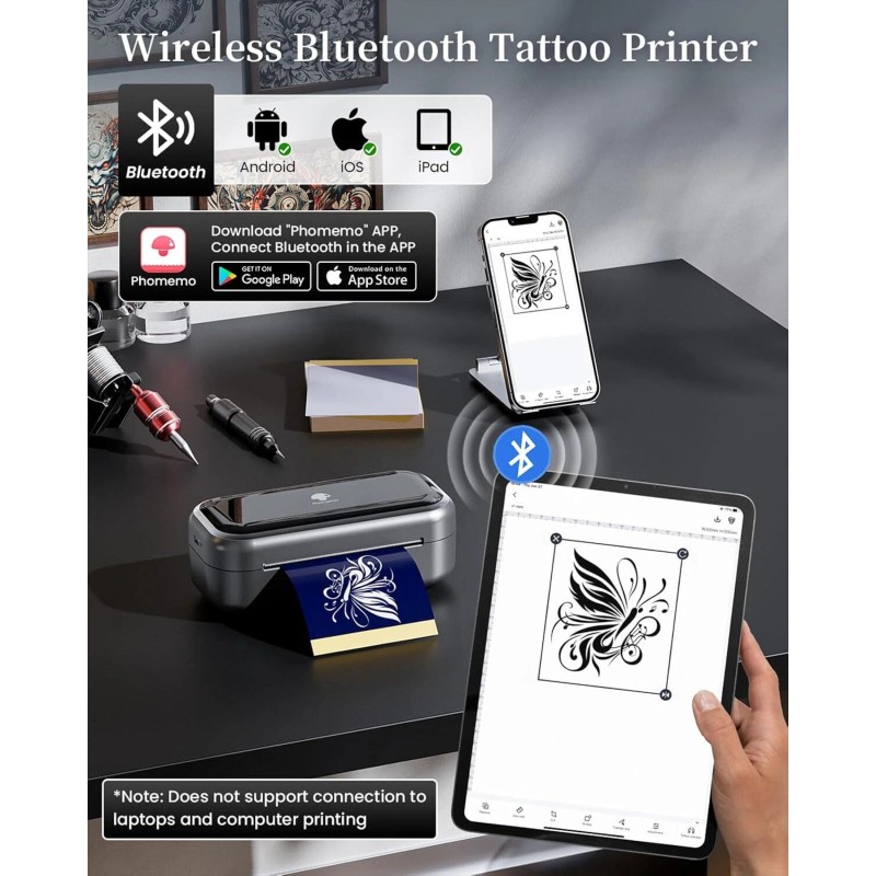 Phomemo TP31 Tattoo Stencil Printer Mini Tattoo Printer Bluetooth Tattoo