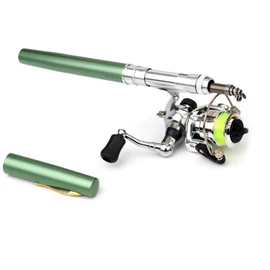 Doorslay Fishing Rod and Reel Combos Kit Mini Pocket Pen Set Carbon Fiber Telescopic Fishing Pole with Spinning Reel for Travel Saltwater Freshwater Sea