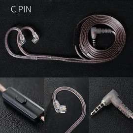 Zengli Kz Cable De Repuesto Tipo Pin C con Micrófono Original，0,75 mm para kz zst zsr es4 zs10 as06 as10 zstx edx ed12 zs10 as06