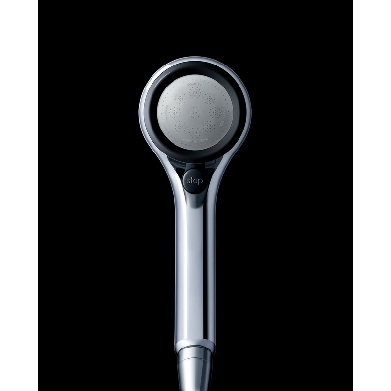 Sanei (サンエイ) Rainy Metallic Shower Head, Black, Approx. 50% Water