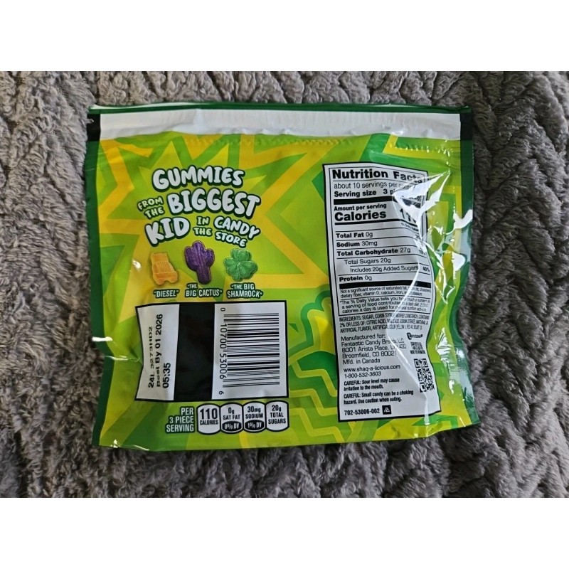 SHAQ-A-LICIOUS XL GUMMIES Sour Chewy Candy Bag 11.8 oz SEALED