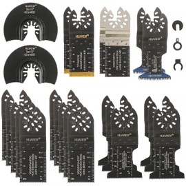 HUAREW 27-Piece Multitool Saw Blade Set, Saw Blades Oscillating Tool Accessories, for Fein Multimaster, Ryobi, Bosch, Milwaukee, Dewalt, Dremel, Rockwell, Makita and More