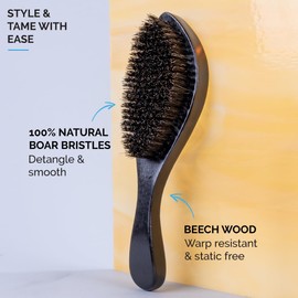 ZEUS Premium Hair Brush, Men's Grooming Beard & Hair Brush, Beech Wood & 100% Boar Bristle (Handle Brush)
