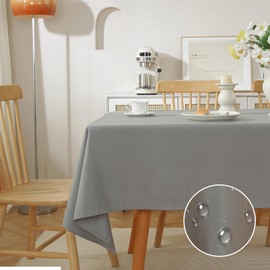 meioro Wipe Clean Tablecloth Waterproof Table Cloth, Rectangle Water Resistant Tablecloths, Decorative Polyester Table Cover Protector for Home Kitchen Party Indoor Decorations(Grey, 100×140cm)