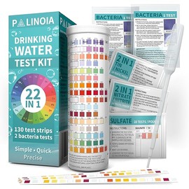 22 in 1 Drinking Water Test Kit 130 Strips - Well, Tap, Home Testing Strip for Flouride, Lead, Hardness, Chlorine, Iron, Copper & More