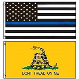 RFCO 2 PACK Wholesale Lot 4x6 Police Thin Blue line Flag + 4x6 Gadsden Flag Flags USA