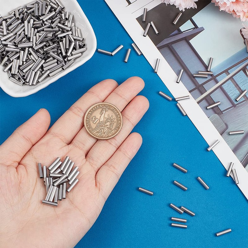 UNICRAFTALE About 500pcs 10mmx2.5mm 304 Stainless Steel Tube Beads Column