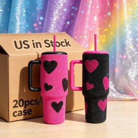 Us  40 OZ Sparkle Rhinestone Heat Retention Coffee Cup insulated Water Bottles 40OZ for Home Office Outdoor Daily Usecolor: Black, capacity: 40 oz