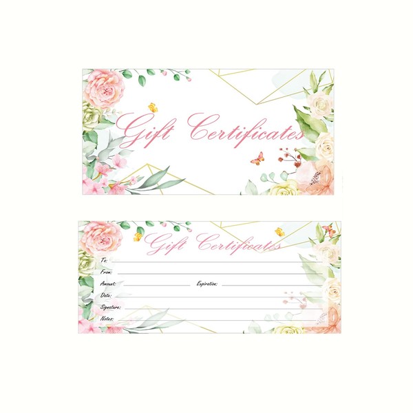 Blank Gift Certificates for Business Floral Certificate Cards 2.4 x