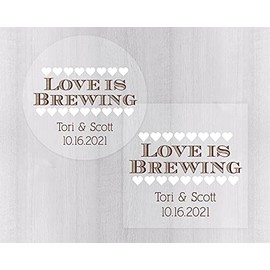 Love is Brewing Clear Favor Stickers for Weddings or Bridal Showers (#205-C)