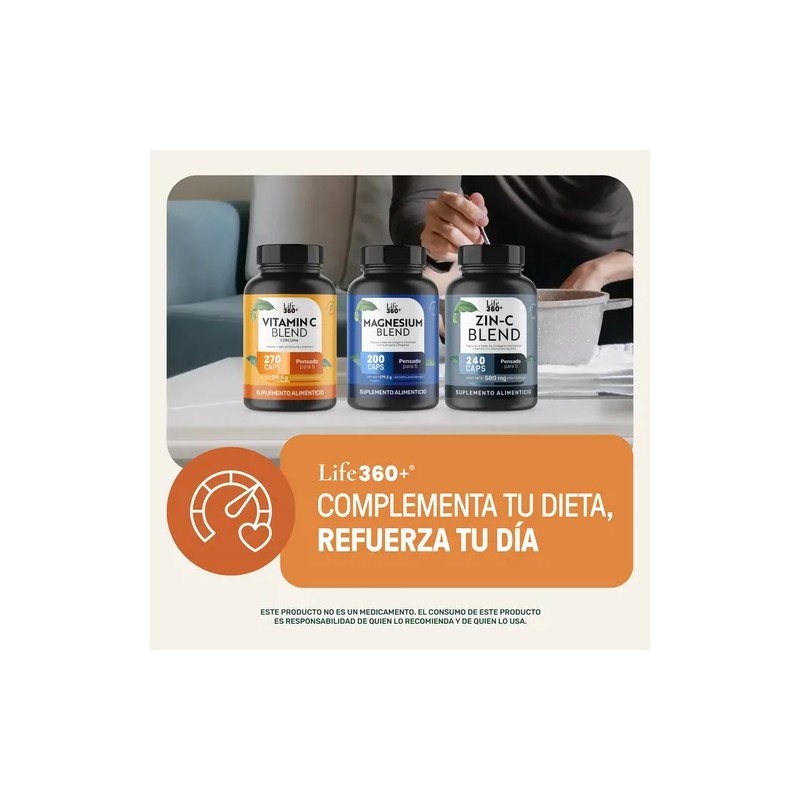Vitamina C Life360+ Vit C+ Turmeric 270 Cápsulas Cúrcuma Sabor