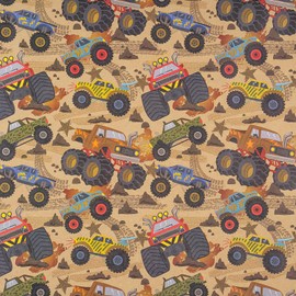 RUSPEPA Monster Truck Wrapping Paper for Boys Kids, Mini Roll, Gift Wrap with Monster Truck Patterns, Kraft Paper Great for Birthday Gifts, Themed Party and Holiday, 17 Inches x 9.8 Feet