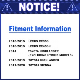 Rear Brake Pads and Rotors for 2014-2019 Toyota Highlander, 2011-2020 Toyota Sienna, 2010-2015 Lexus RX350/RX450h Drilled and Soltted Disc Brake Rotors Ceramic Brake Pads Rear Kits
