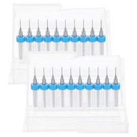 HARFINGTON 2 Set (20pcs) PCB Drill Bit Set 1/8" Shank 0.5mm Tungsten Carbide Micro Twist Drill Bits Tools for Print Circuit Board Jewelry Plastic Wood Soft Metal