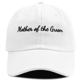 Mother of The Groom Gifts Hat for Mother of The Groom, Adjustable White Mom Baseball Cap for Wedding Engagement Bridal Shower