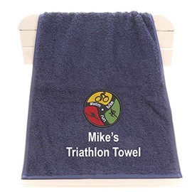 aztex Triathlon Gym Towel, Sweat Towel, Workout Towel, for triathletes, 30cm x 90cm - Navy