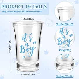 Pickmesh 100 Sets Baby Shower Favors Baby Boy Girl Theme Party Gift Include 1.2 oz Short Glasses Acrylic Clear Shot Glasses Thank You Tag Organza Bag Twine Baby Shower Party Favor Gender Reveal(Boy)