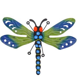 Metal Dragonfly Wall Decor - Green Iron Hanging Ornament for Home and Garden Decoration Perfect for Kids Room and Outdoor Spaces