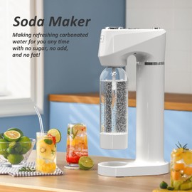 Sparkling Water Maker for Home, Soda Streaming Maker with 2 BPA free Bottles(1L + 0.5L) Carbonated Water Seltzer Fizzy Drink Machine, Compatible with Screw-in 60L CO2 Carbonator(NOT Included),Cream