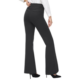 Aurefin Women’s High Waist Bootcut Dress Pants， Tummy Control, 4-Way Pull on Stretch Casual Work Pants for Women. Darkgrey/cm