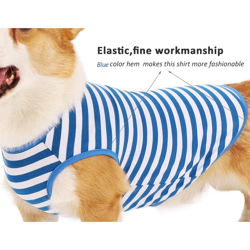 WEONE Camisa de algodón a rayas para perro, ropa básica