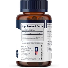 Magnesium Glycinate 275mg – High Absorption Supplement for Muscle, Nerve, Stress Relief & Sleep Support – Vegan, Non-GMO, Gluten-Free – 90 Capsules, Made in USA