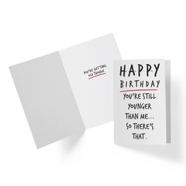 Karto Funny Birthday Card for Men Women - Large 5.5x8.5 inch Happy Birthday Cards for Brother Sister Friend Coworker - 30th 40th 50th 60th - Younger Than