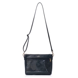 Black Vegan Leather Crossbody Display Bag for Direct Sales Enamel Pins | Clear Pocket ITA Product Display Marketing Bags | Gift For Enamel Pin Color Nail Strips WOW Senegence Essential Oils Bling Bag LipSense