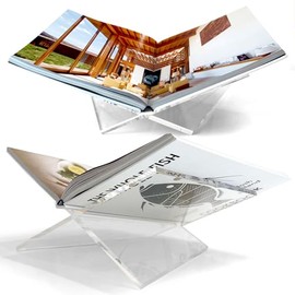 Soporte grande de acrílico transparente, 31.75 x 24.13 x 13.97 cm, soporte de libro acrílico, soporte abierto para exhibición y lectura de libros de cocina, libros de arte, Biblias,