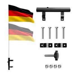 Motorhome Flag Holder, Adjustable Metal Flag for Flag Decoration, Ideal for Motorhome Ladders, Boat Ladders and Other Mounted Flagpoles, 4.2 cm Diameter, Strong and Rustproof