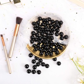 Makeup Beads for Brush Holder, Suream 160 Pieces 16mm/0.63Inch Pearls for Cosmetic Lipstick Storage, Vase Filler for Wedding Centerpiece, Birthday Party, Table Scatter, Home Decoration(Black, No Hole)