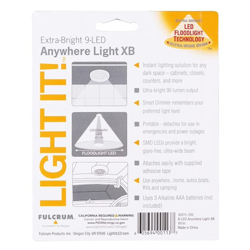 LIGHT IT! by Fulcrum, 30015-308 9-LED Anywhere Light XB, White,