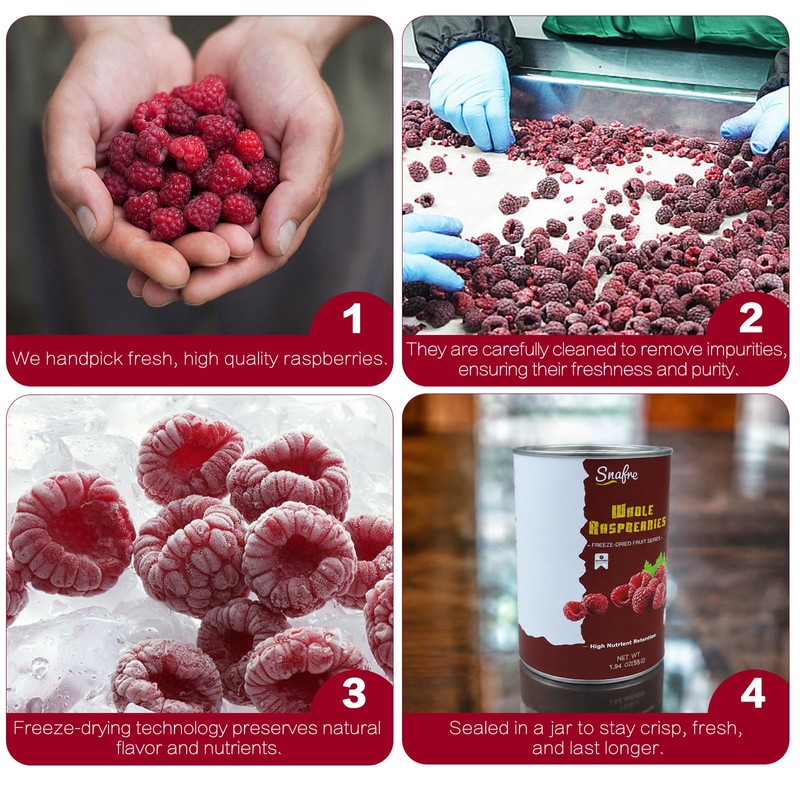 Freeze Dried Raspberries, Freeze Dried Fruit, 55G/1.94OZ