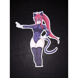 Erza Scarlet from Fairy Tail Glossy Sticker Anime Waterproof! Cat Hero Outfit