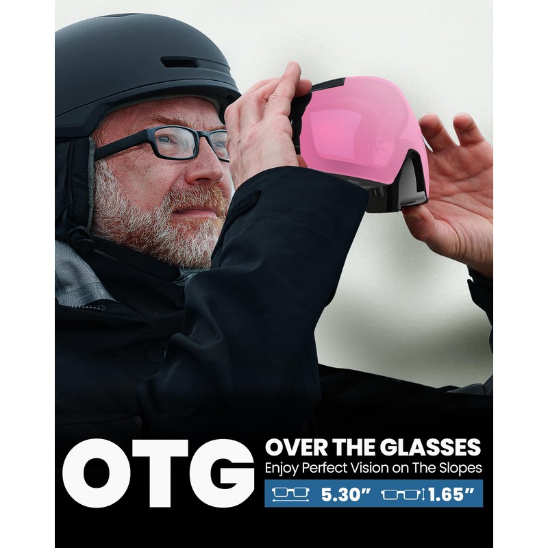 OutdoorMaster Heron Ski Goggles with 2 Lens, Frameless, Magnetic Interchangeable