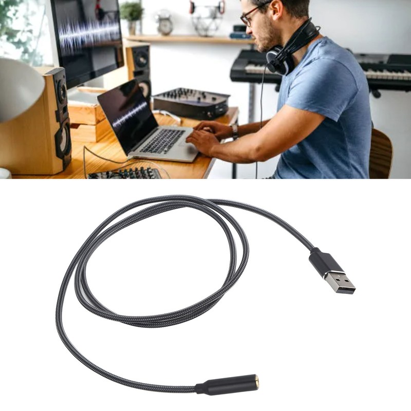 USB Sound Card USB to 3.5mm Jack Sound Adapter External