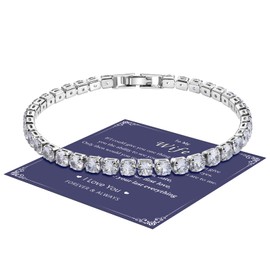 SUNSH Bracelet for Women Silver Tennis Bracelet Women Bracelet Sparkle Diamond Zirconia Gifts for Her Bracelet Jewellery Gift for Wife Gift for Anniversary Valentine's Birthday