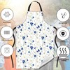 JASAKOO Blue Chevron White Daisy Apron, Adjustable Bib Apron Waterdrop