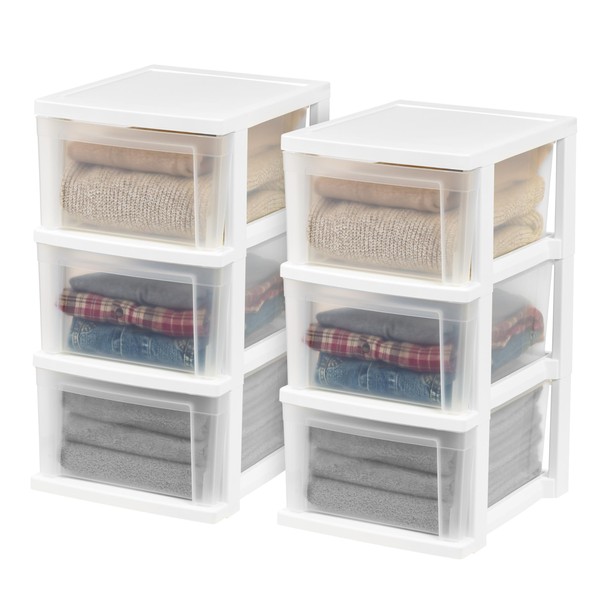 IRIS USA Plastic 3-Drawer Storage Organizer, 2-Pack, for Classroom Art