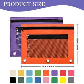 LECEHIVO 128 Pcs Pencil Pouch for 3 Ring Binder 16 Colors Zippered Pencil Pouch Bags Bulk Binder Pencil Case with Clear Window for Classroom, School, and Office Use