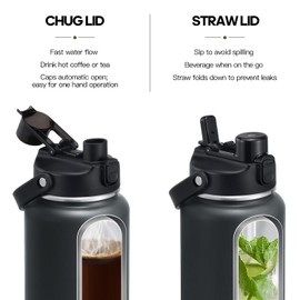 HydroPal Stainless Steel Drinking Bottle - 1200 ml/1900 ml with Straw and Handle, BPA-Free, Suitable for Carbonated Drinks, Metal, Aesthetic Drinking Bottle for Gym (Grey, 1900 ml)