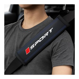 HZEL Car Seat Belt Cover, 2PCS Sport Leather Soft Breathable Vehicle Seatbelt Strap Covers, Comfortable Automotive Interior Shoulder Neck Harness Cushion Guard, Universal for SUV RV Truck (Blue)