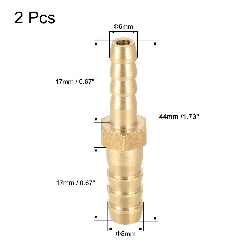 sourcing map Straight Brass Barb Fitting Reducer, Fit Hose ID