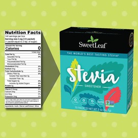 SweetLeaf Edulcorante Stevia, 70 unidades, natural, sin OMG, apto para keto, paquete de 3