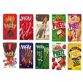 Okashino March Pocky (6 Types), Pretz (4 Types), Eating Comparison Set (10 Types in Total)