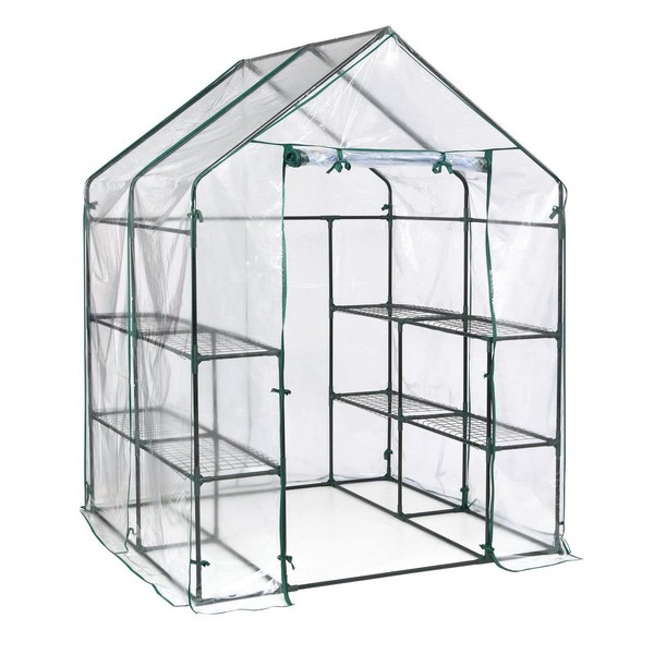 ShelterLogic 4'8" x 4'8" x 6'5" GrowIT Small Walk-in Greenhouse with 8 Wire Shelves for Outdoors, Easy-Access & Durable